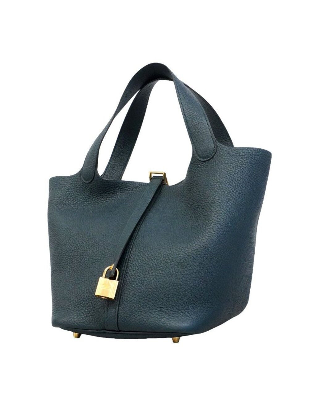 Hermes Handbag Picotin Lock MM Taurillon Clemence Vert Cypres Gold